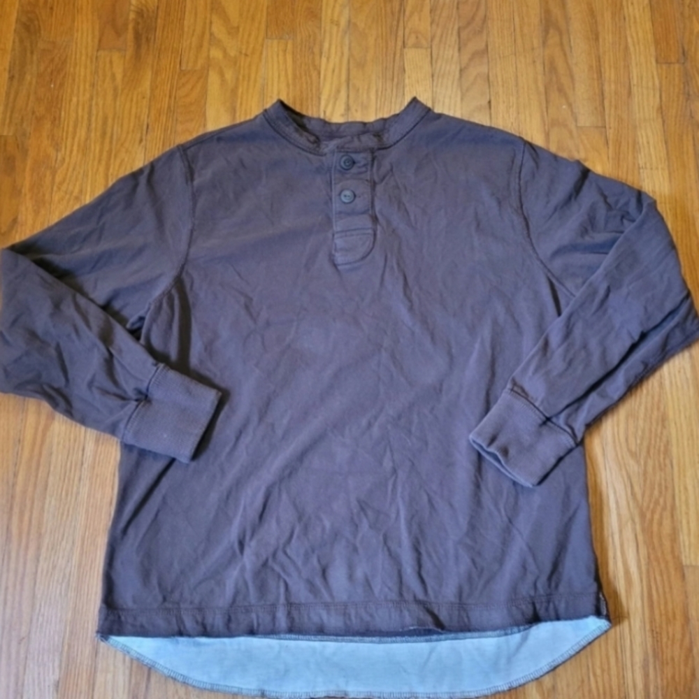 Men's Long-Sleeve Henley Pullover Shirt - Brown